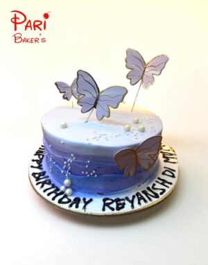 purple theme butterfly cake