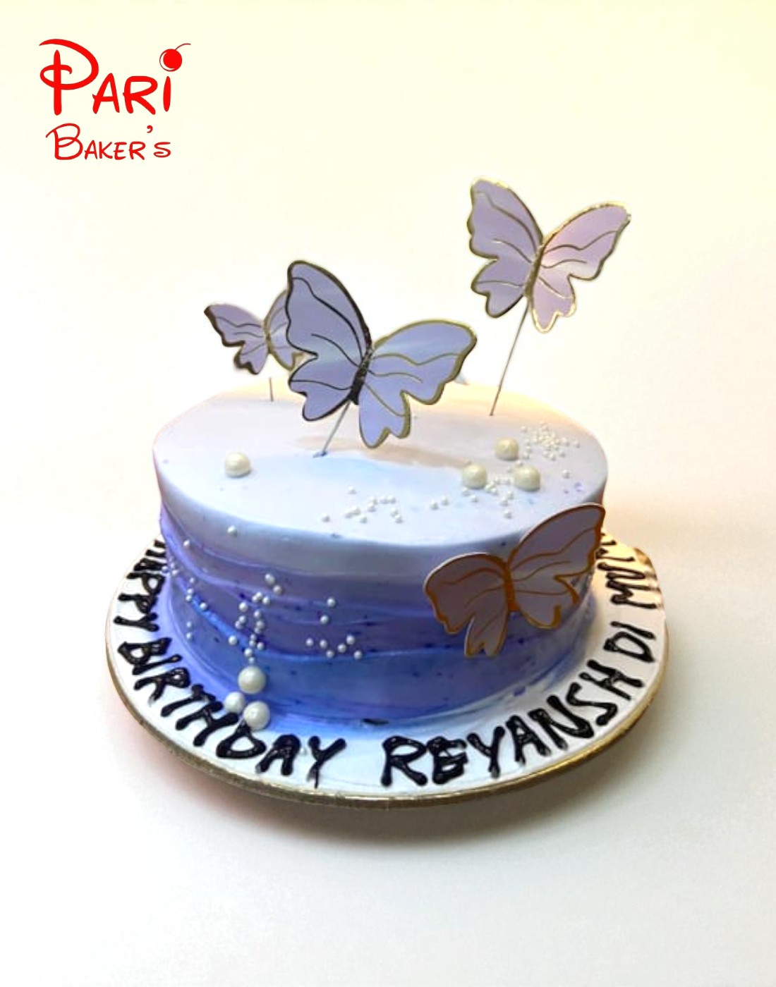 purple theme butterfly cake