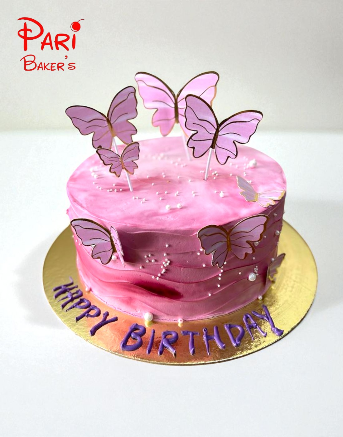 pink wavy butterfly cake