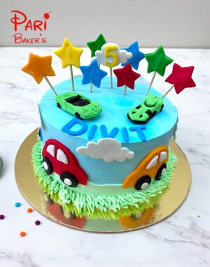 elegant cars & star cake